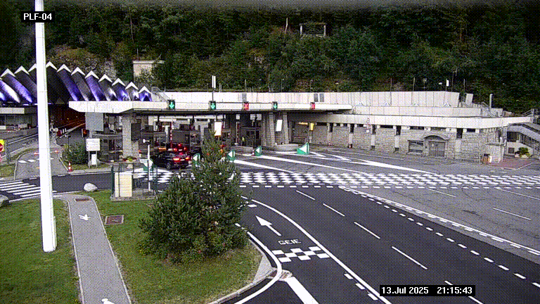 Webcam au péage du tunnel du Mont-Blanc, côté entrée France à Chamonix, au bout de l'A40