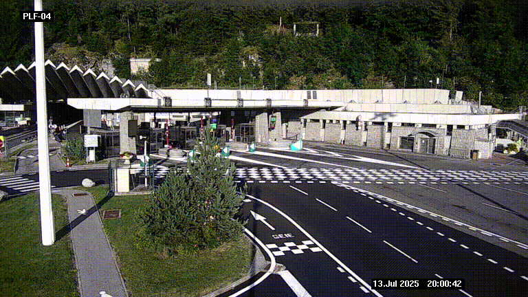 Webcam au péage du tunnel du Mont-Blanc, côté entrée France à Chamonix, au bout de l'A40