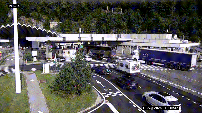 Webcam au péage du tunnel du Mont-Blanc, côté entrée France à Chamonix, au bout de l'A40