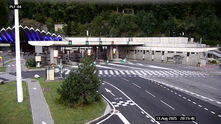 Webcam au péage du tunnel du Mont-Blanc, côté entrée France à Chamonix, au bout de l'A40
