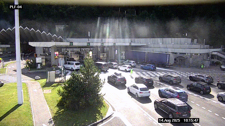 Webcam au péage du tunnel du Mont-Blanc, côté entrée France à Chamonix, au bout de l'A40