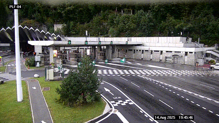 Webcam au péage du tunnel du Mont-Blanc, côté entrée France à Chamonix, au bout de l'A40