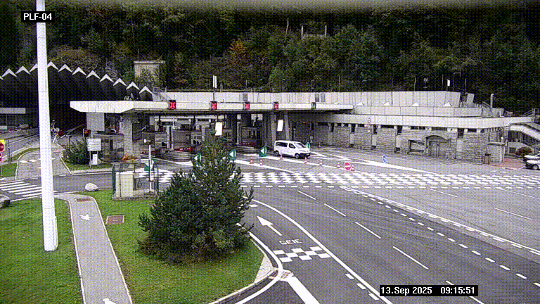 Webcam au péage du tunnel du Mont-Blanc, côté entrée France à Chamonix, au bout de l'A40