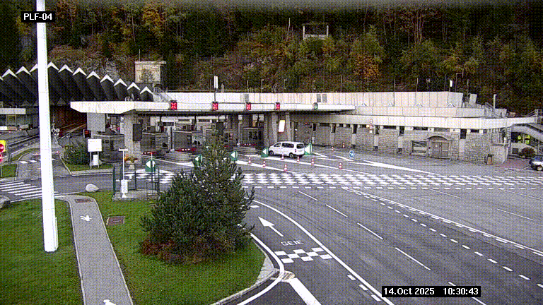 Webcam au péage du tunnel du Mont-Blanc, côté entrée France à Chamonix, au bout de l'A40