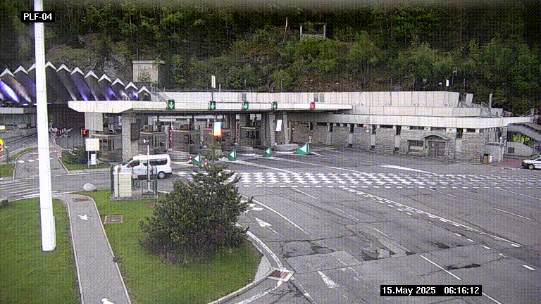 Webcam au péage du tunnel du Mont-Blanc, côté entrée France à Chamonix, au bout de l'A40