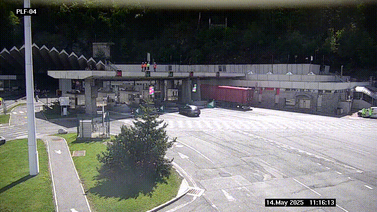 Webcam au péage du tunnel du Mont-Blanc, côté entrée France à Chamonix, au bout de l'A40