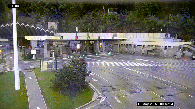 Webcam au péage du tunnel du Mont-Blanc, côté entrée France à Chamonix, au bout de l'A40