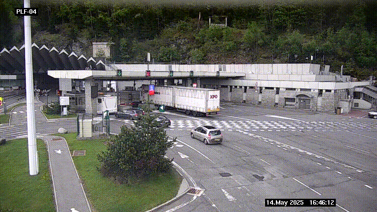 Webcam au péage du tunnel du Mont-Blanc, côté entrée France à Chamonix, au bout de l'A40