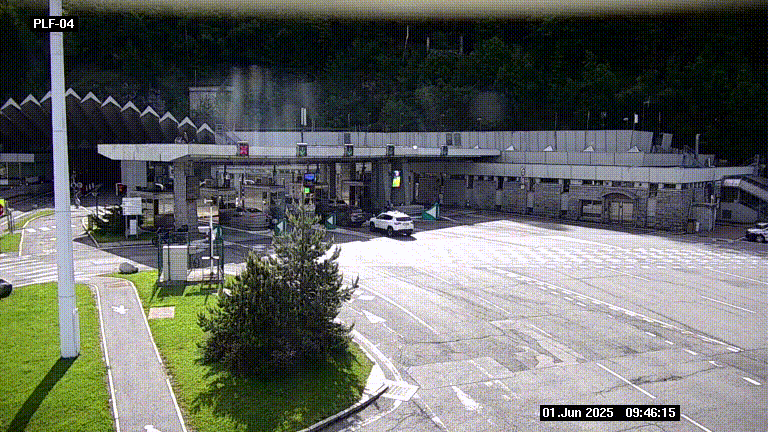 Webcam au péage du tunnel du Mont-Blanc, côté entrée France à Chamonix, au bout de l'A40