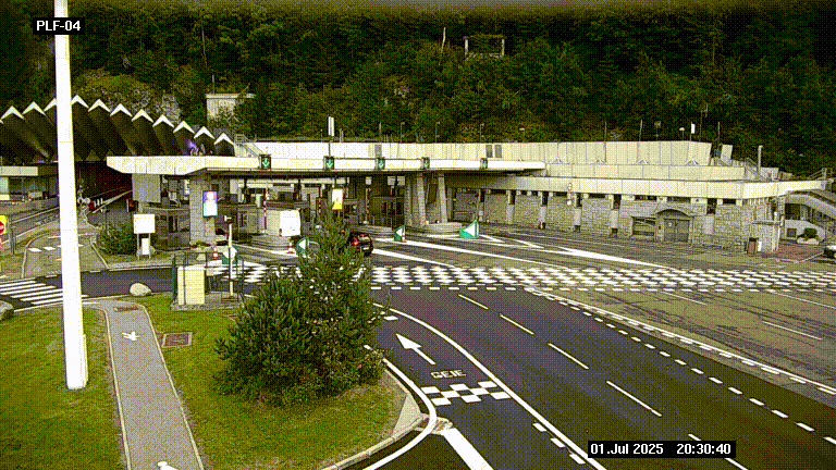 Webcam au péage du tunnel du Mont-Blanc, côté entrée France à Chamonix, au bout de l'A40