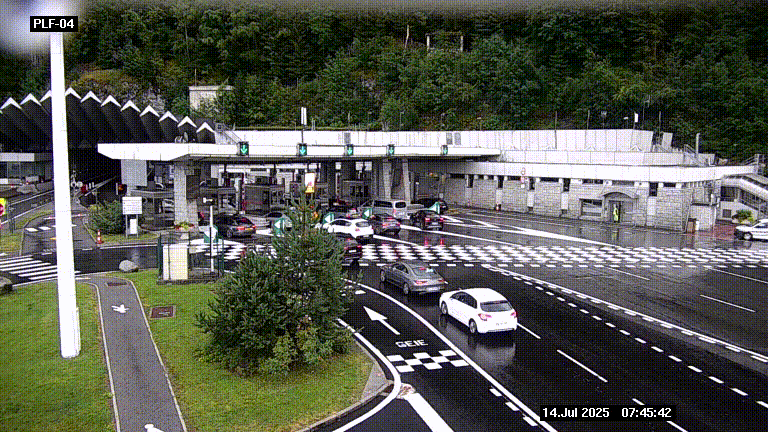 Webcam au péage du tunnel du Mont-Blanc, côté entrée France à Chamonix, au bout de l'A40