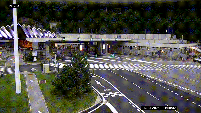 Webcam au péage du tunnel du Mont-Blanc, côté entrée France à Chamonix, au bout de l'A40