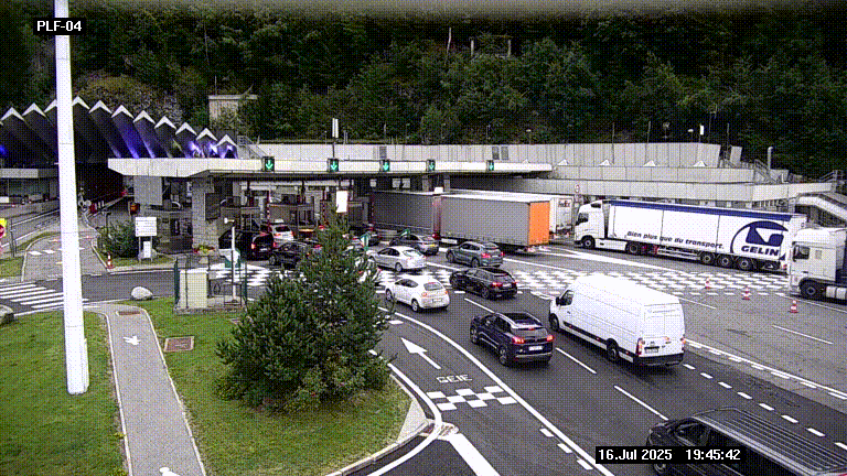 <h2>Webcam au péage du tunnel du Mont-Blanc, côté entrée France à Chamonix, au bout de l'A40</h2>