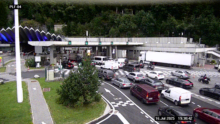 <h2>Webcam au péage du tunnel du Mont-Blanc, côté entrée France à Chamonix, au bout de l'A40</h2>