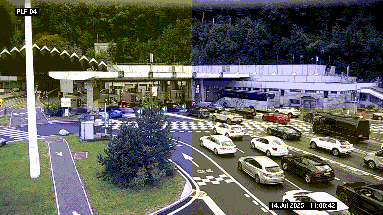 Webcam au péage du tunnel du Mont-Blanc, côté entrée France à Chamonix, au bout de l'A40