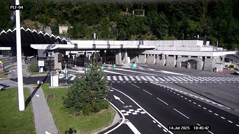 <h2>Webcam au péage du tunnel du Mont-Blanc, côté entrée France à Chamonix, au bout de l'A40</h2>