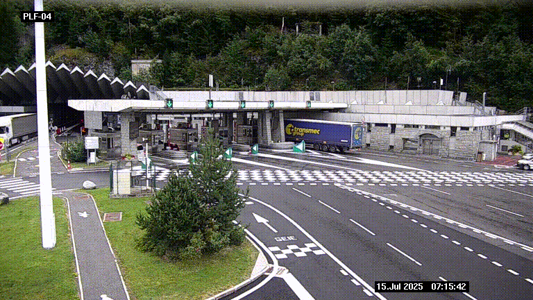 Webcam au péage du tunnel du Mont-Blanc, côté entrée France à Chamonix, au bout de l'A40