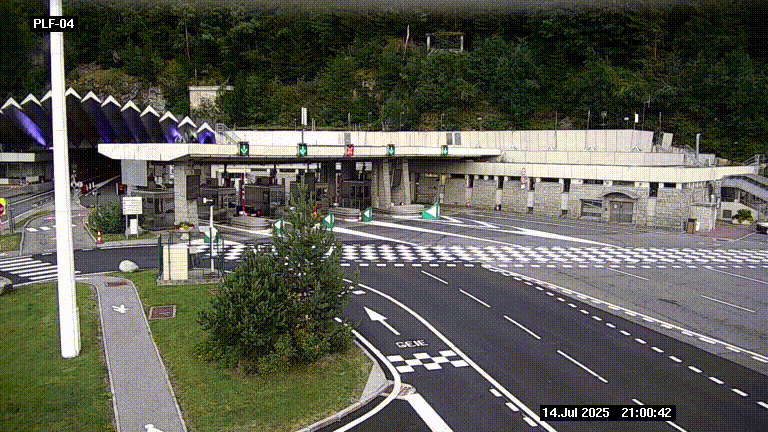 <h2>Webcam au péage du tunnel du Mont-Blanc, côté entrée France à Chamonix, au bout de l'A40</h2>