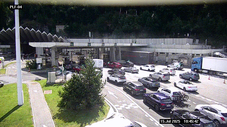 Webcam au péage du tunnel du Mont-Blanc, côté entrée France à Chamonix, au bout de l'A40