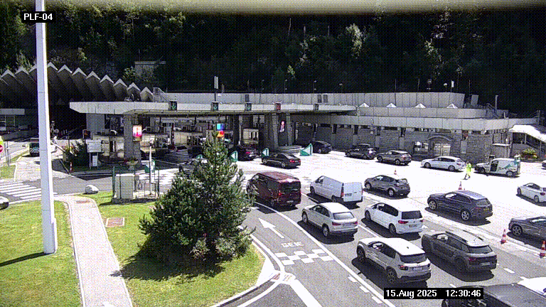 Webcam au péage du tunnel du Mont-Blanc, côté entrée France à Chamonix, au bout de l'A40