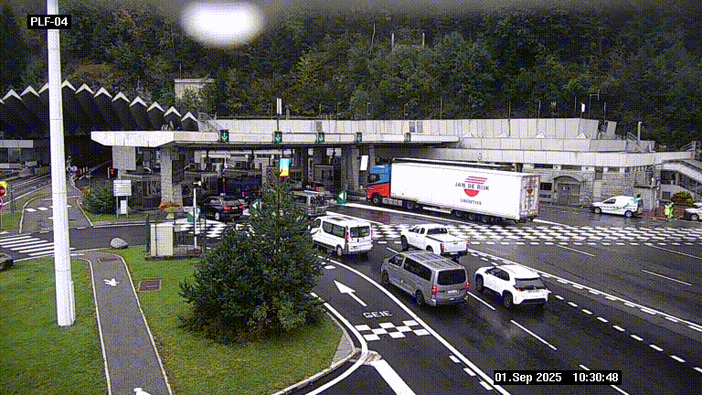 Webcam au péage du tunnel du Mont-Blanc, côté entrée France à Chamonix, au bout de l'A40