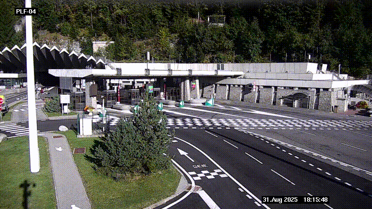 Webcam au péage du tunnel du Mont-Blanc, côté entrée France à Chamonix, au bout de l'A40