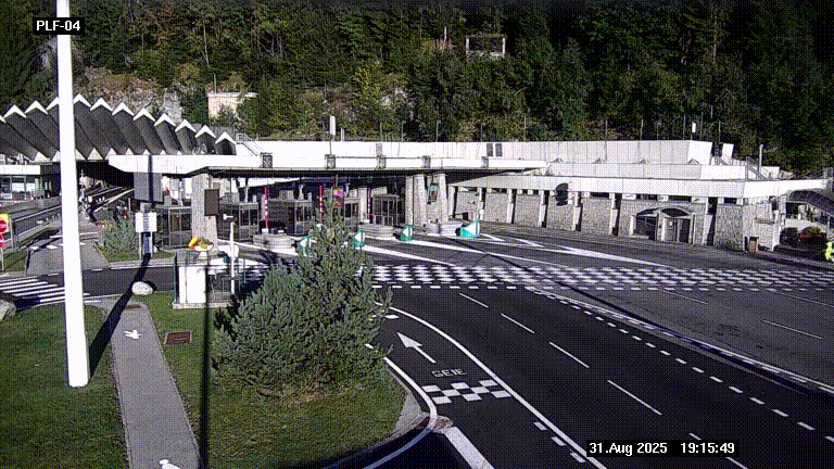 Webcam au péage du tunnel du Mont-Blanc, côté entrée France à Chamonix, au bout de l'A40