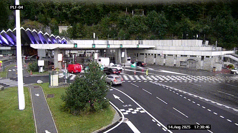 Webcam au péage du tunnel du Mont-Blanc, côté entrée France à Chamonix, au bout de l'A40