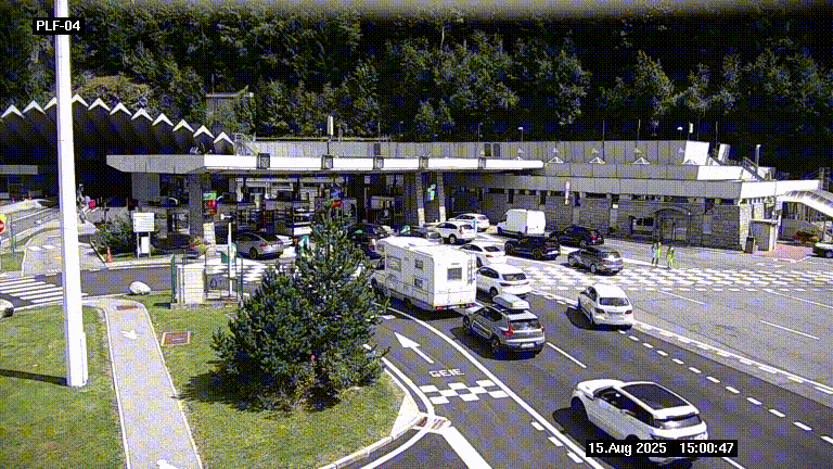 Webcam au péage du tunnel du Mont-Blanc, côté entrée France à Chamonix, au bout de l'A40