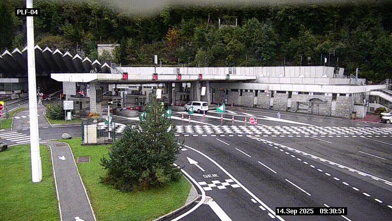 Webcam au péage du tunnel du Mont-Blanc, côté entrée France à Chamonix, au bout de l'A40