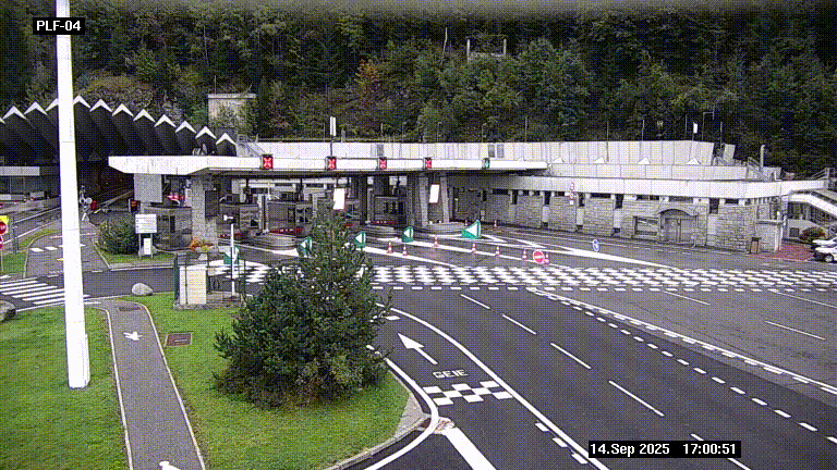 Webcam au péage du tunnel du Mont-Blanc, côté entrée France à Chamonix, au bout de l'A40