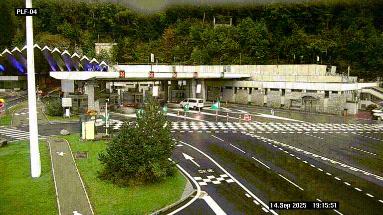 Webcam au péage du tunnel du Mont-Blanc, côté entrée France à Chamonix, au bout de l'A40