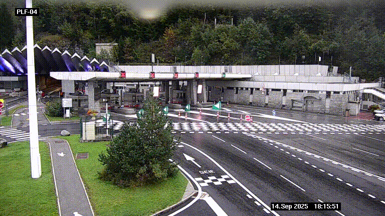 Webcam au péage du tunnel du Mont-Blanc, côté entrée France à Chamonix, au bout de l'A40