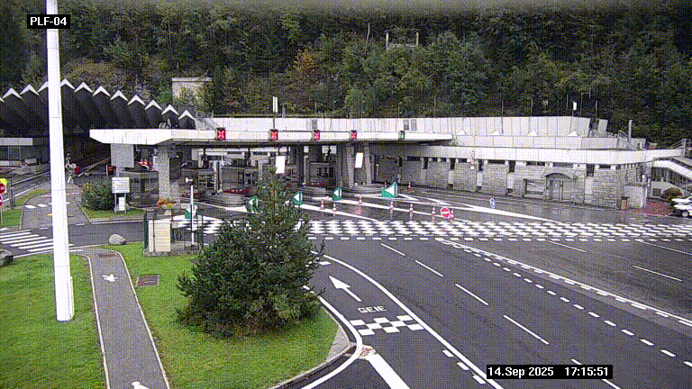 Webcam au péage du tunnel du Mont-Blanc, côté entrée France à Chamonix, au bout de l'A40