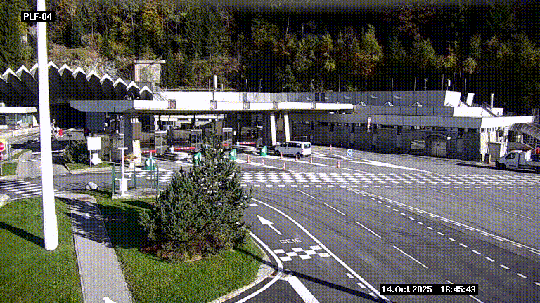 Webcam au péage du tunnel du Mont-Blanc, côté entrée France à Chamonix, au bout de l'A40