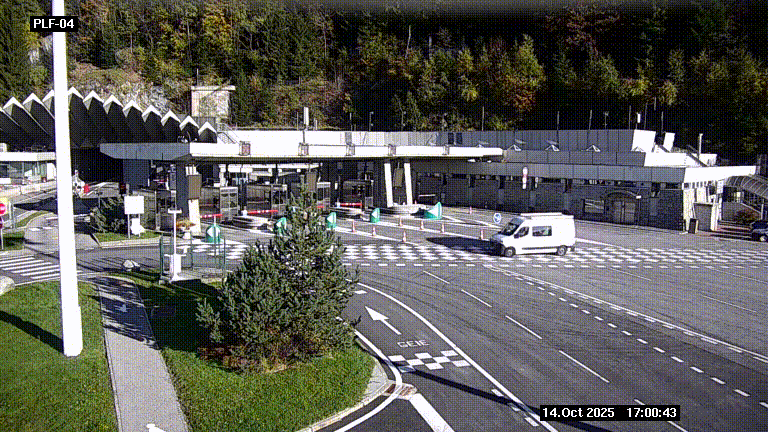 Webcam au péage du tunnel du Mont-Blanc, côté entrée France à Chamonix, au bout de l'A40