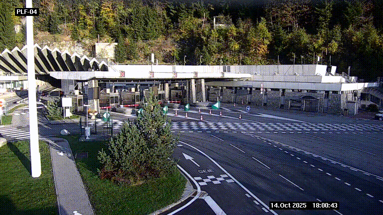 Webcam au péage du tunnel du Mont-Blanc, côté entrée France à Chamonix, au bout de l'A40