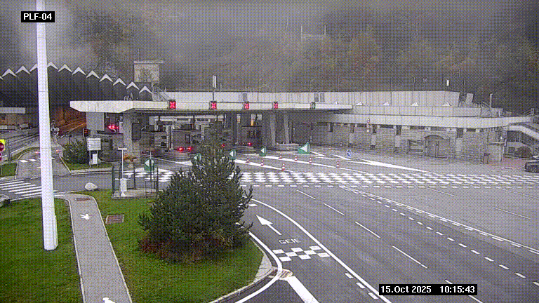 Webcam au péage du tunnel du Mont-Blanc, côté entrée France à Chamonix, au bout de l'A40