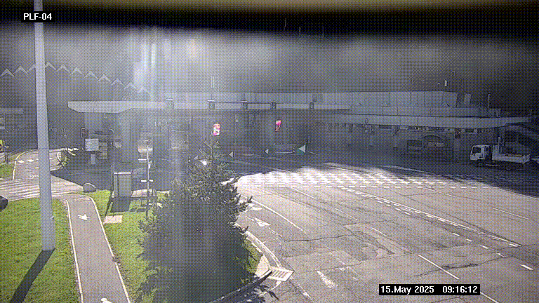 Webcam au péage du tunnel du Mont-Blanc, côté entrée France à Chamonix, au bout de l'A40