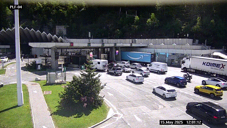 Webcam au péage du tunnel du Mont-Blanc, côté entrée France à Chamonix, au bout de l'A40