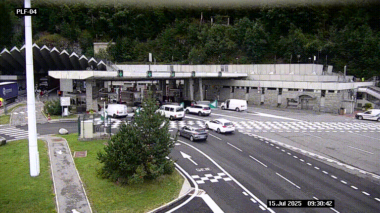 <h2>Webcam au péage du tunnel du Mont-Blanc, côté entrée France à Chamonix, au bout de l'A40</h2>