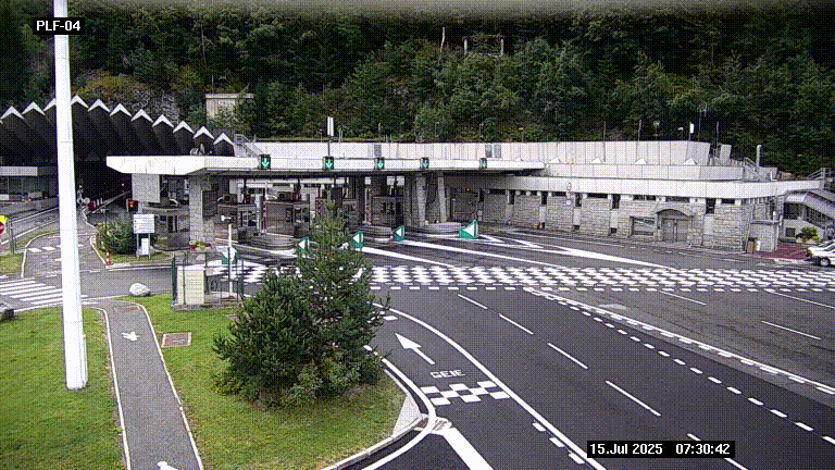 Webcam au péage du tunnel du Mont-Blanc, côté entrée France à Chamonix, au bout de l'A40