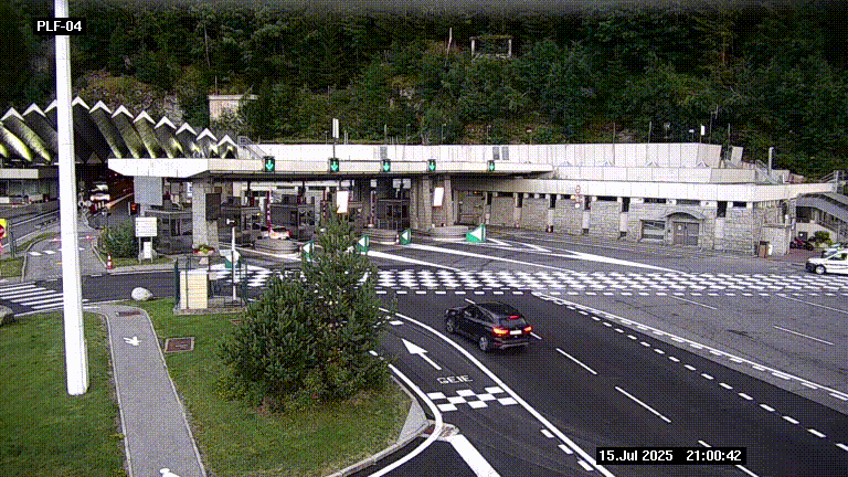 Webcam au péage du tunnel du Mont-Blanc, côté entrée France à Chamonix, au bout de l'A40