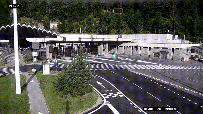 <h2>Webcam au péage du tunnel du Mont-Blanc, côté entrée France à Chamonix, au bout de l'A40</h2>