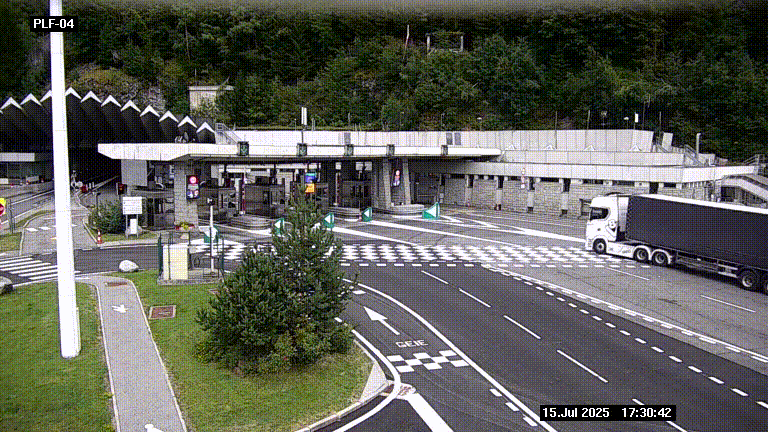 <h2>Webcam au péage du tunnel du Mont-Blanc, côté entrée France à Chamonix, au bout de l'A40</h2>