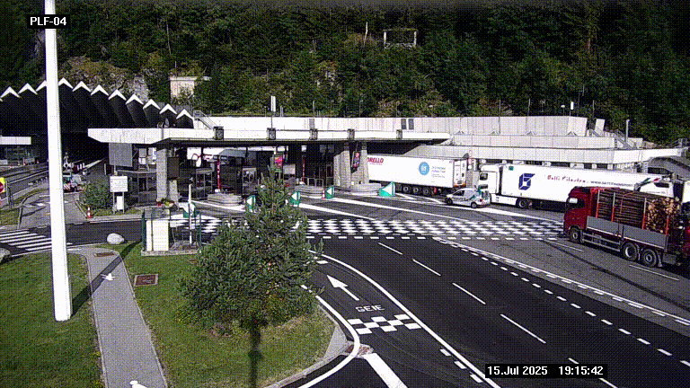<h2>Webcam au péage du tunnel du Mont-Blanc, côté entrée France à Chamonix, au bout de l'A40</h2>