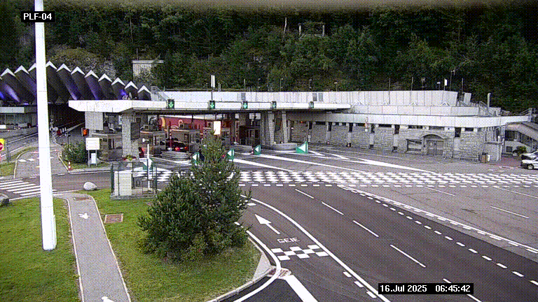 Webcam au péage du tunnel du Mont-Blanc, côté entrée France à Chamonix, au bout de l'A40