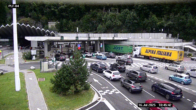Webcam au péage du tunnel du Mont-Blanc, côté entrée France à Chamonix, au bout de l'A40