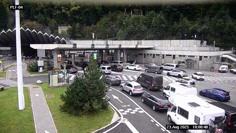 Webcam au péage du tunnel du Mont-Blanc, côté entrée France à Chamonix, au bout de l'A40
