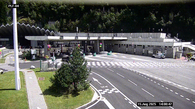 Webcam au péage du tunnel du Mont-Blanc, côté entrée France à Chamonix, au bout de l'A40